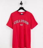 Collusion T-shirt With Varsity Print In Red