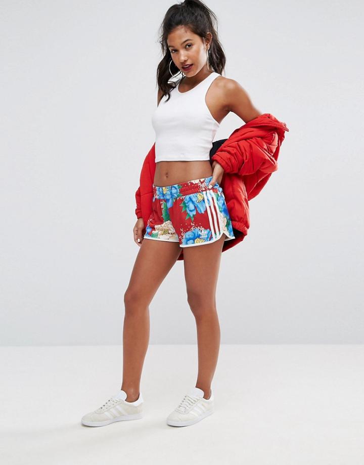 Adidas Originals Farm Big Floral Print Mini Shorts - Multi