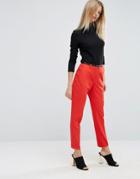 Asos Cigarette Pants With Belt - Red