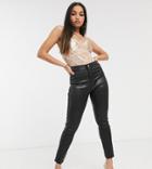 Asos Design Petite Rivington High Waisted Stretch Powerhold Denim Jeggings In Black Coated