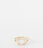 Asos Design Curve Ring With Crystal In Gold Tone