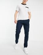 Jack & Jones Intelligence Linen Chino In Beige-navy