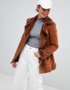 Pull & Bear Aviator Biker - Brown