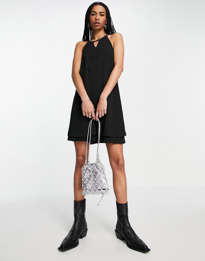 Only Malina A Line Swing Mini Dress In Black