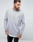 Asos Oversized Sweatshirt With Drawcord Neck & T-shirt Hem - Gray