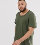Jack & Jones Essentials Plus Size Longline Tee In Green - Green