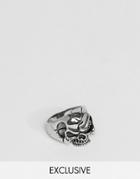 Reclaimed Vintage Inspired Skull Ring - Silver