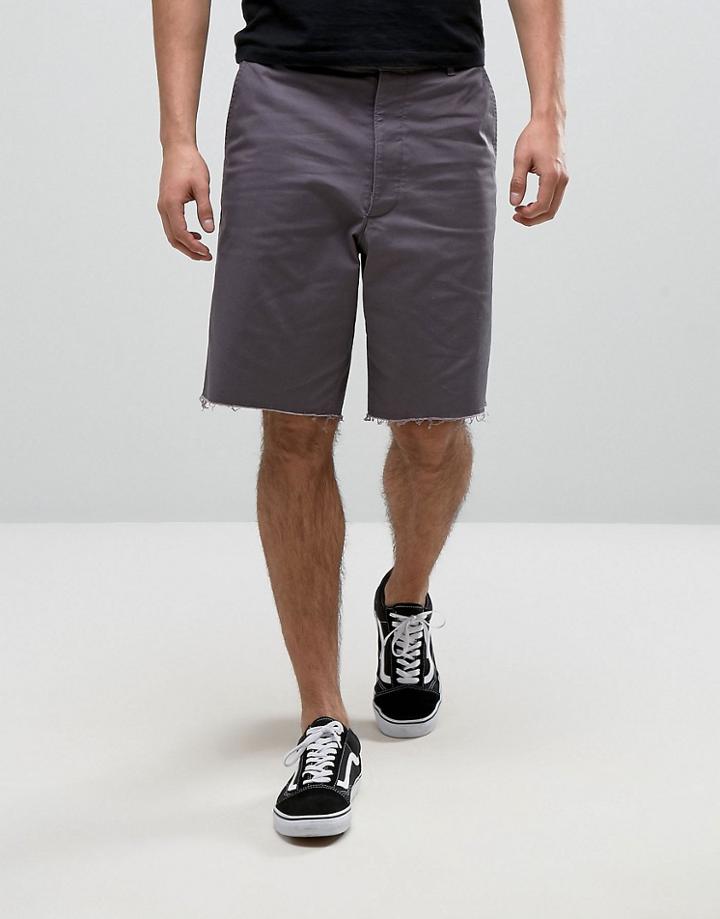 Asos Wide Leg Shorts With Raw Edge In Soft Purple - Gray