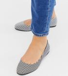Asos Design Wide Fit Lassie Ballet Flats In Stripe - Multi