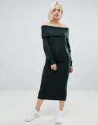 Asos Design Two-piece Midi Skirt In Fluffy Yarn-green