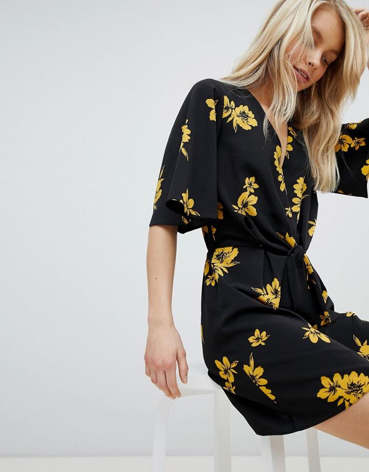 Miss Selfridge Floral Tie Front Dress - Multi