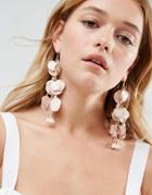 Asos Metal Petal Drop Earrings - Cream