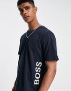 Boss Bodywear Identity Vertical Contrast Logo T-shirt In Navy Suit 2
