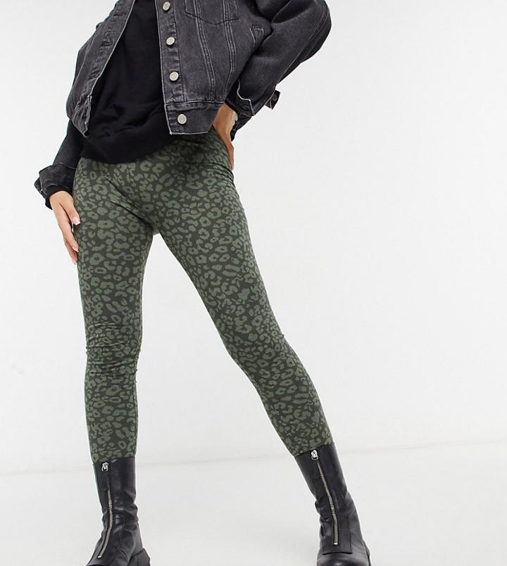 Vero Moda Petite Leggings In Green Animal Print-multi