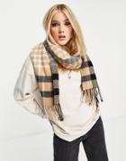 Lipsy Checked Scarf In Camel-neutral
