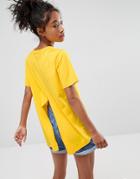 Asos T-shirt With Dip Back And Split - Yellow