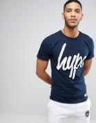 Hype T-shirt In Navy With Script Logo - Navy