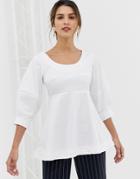Closet Volant Shell Top With Big Sleeves - White
