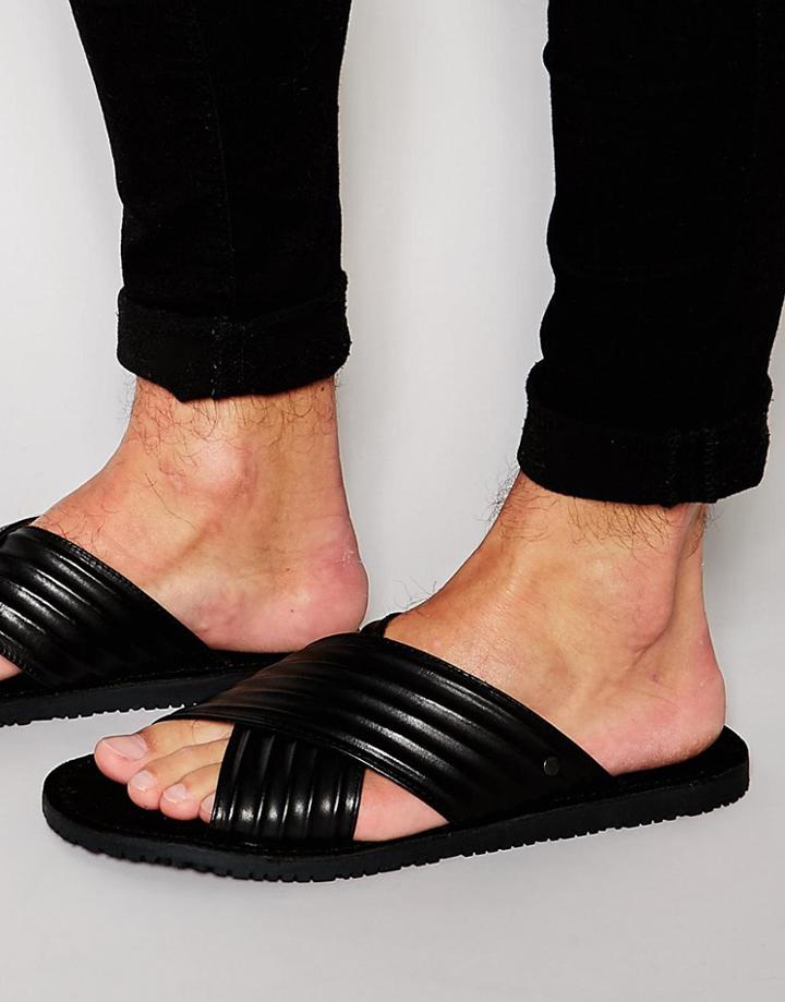 Base London Commodus Leather Sandals - Black