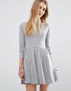 Brave Soul Jersey Skater Dress - Gray