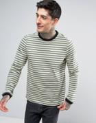 Farah Ally Stripe Long Sleeve Top Slim Fit In Green - Green