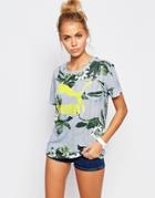 Puma Oversized Boyfriend T-shirt With Floral Logo Print - Multi