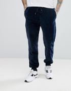Asos Skinny Jogger In Quilted Velour - Navy
