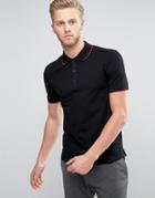 Hugo By Hugo Boss Polo Tipped Stretch Slim Fit In Black - Black