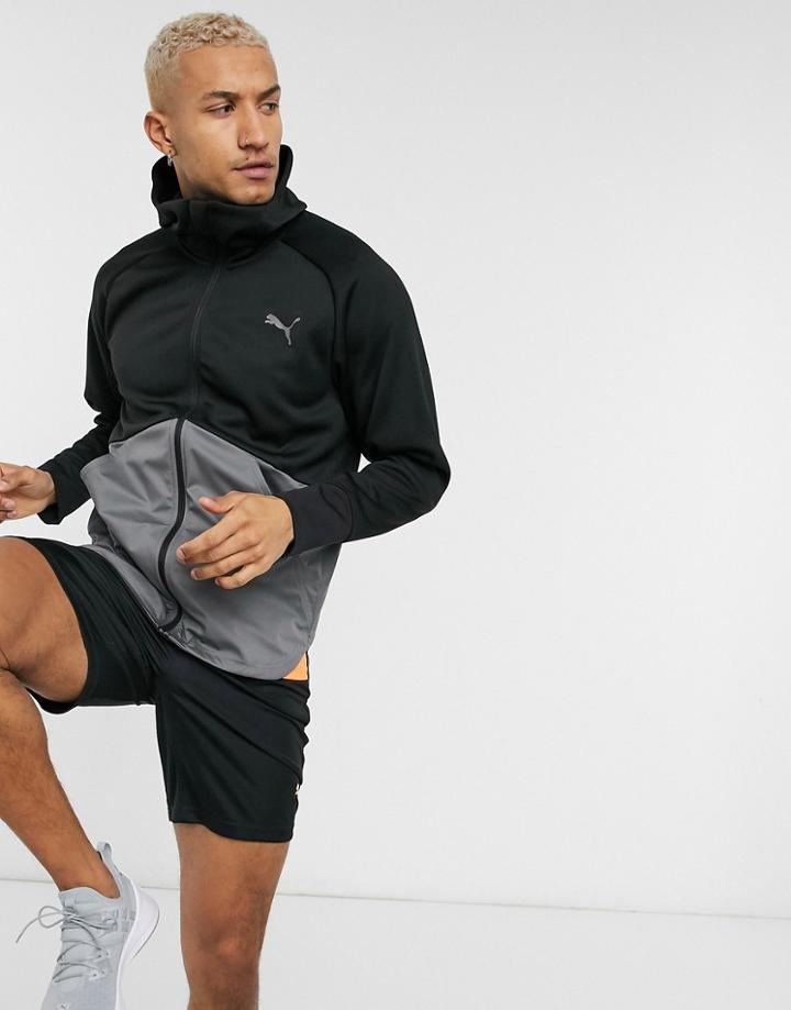 Puma Training Jacket With Gray Color Block In Black