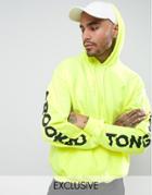 Crooked Tongues Gildan Hoodie In Yellow With Sleeve Prints - Yellow