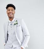 Asos Tall Wedding Skinny Suit Jacket With Square Hem In Ice Gray - Gray
