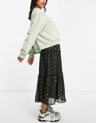 Vero Moda Tiered Midi Skirt In Green