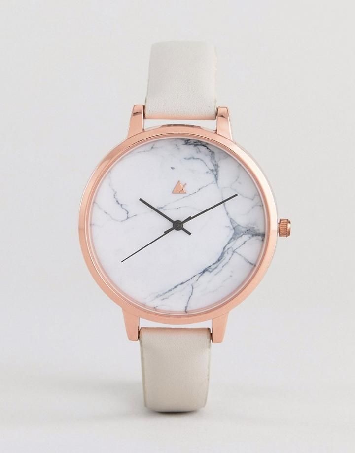 Asos Design Tonal Gray Marble Leather Watch - Gray