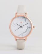 Asos Design Tonal Gray Marble Leather Watch - Gray