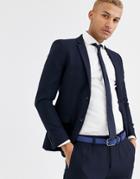 Topman Skinny Suit Jacket In Navy-blues