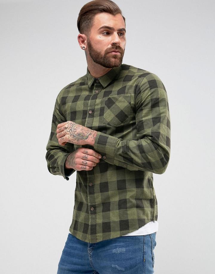 Brave Soul Window Check Shirt - Green