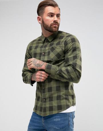 Brave Soul Window Check Shirt - Green