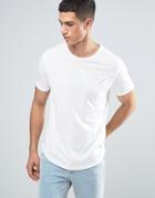 Ringspun Cut And Sew Pocket T-shirt With Curved Hem - White