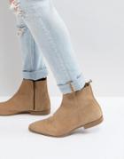 Asos Chelsea Boots In Stone Suede With Zip Detail - Stone
