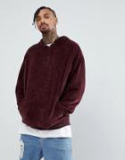 Asos Oversized Velour Hoodie In Red - Red