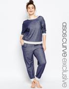 Asos Curve Lounge Pant With Contrast - Blue