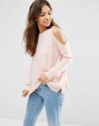 Asos Sweater With Cold Shoulder Detail - Pink
