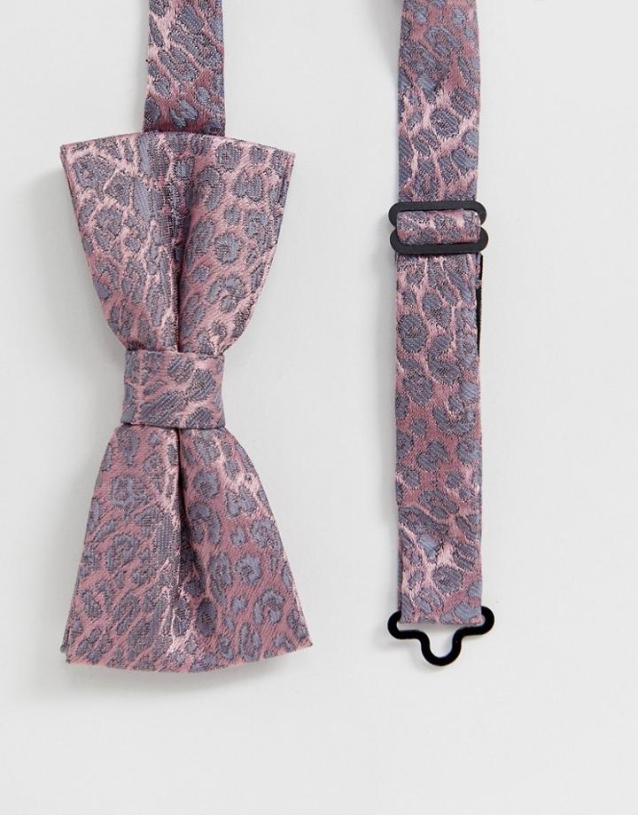 Twisted Tailor Bow Tie In Pink Leopard Print - Pink