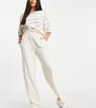 Asos Design Tall Straight Leg Sweatpants With Deep Waistband And Pintuck In Organic Cotton In Cream-white