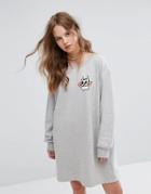 New Love Club Supercat Oversize Sweatshirt Dress - Gray