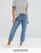 Asos Petite Recycled Florence Authentic Straight Leg Jeans In Mindy Vintage Blue Wash - Blue
