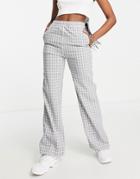 Pull & Bear Set Check Elasticated Pants In Gray-grey