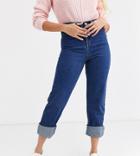 Urban Bliss Relaxed Straight Leg Jeans With Deep Turn-up-blue