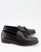 Moss London Lizard Loafer With Tassels In Black