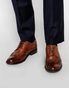 Asos Brogue Shoes In Tan Scotchgrain Leather - Tan